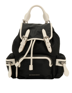 Contrast-Trimmed Backpack, Nylon, Black,ROEVVEINT33SIB, 2*